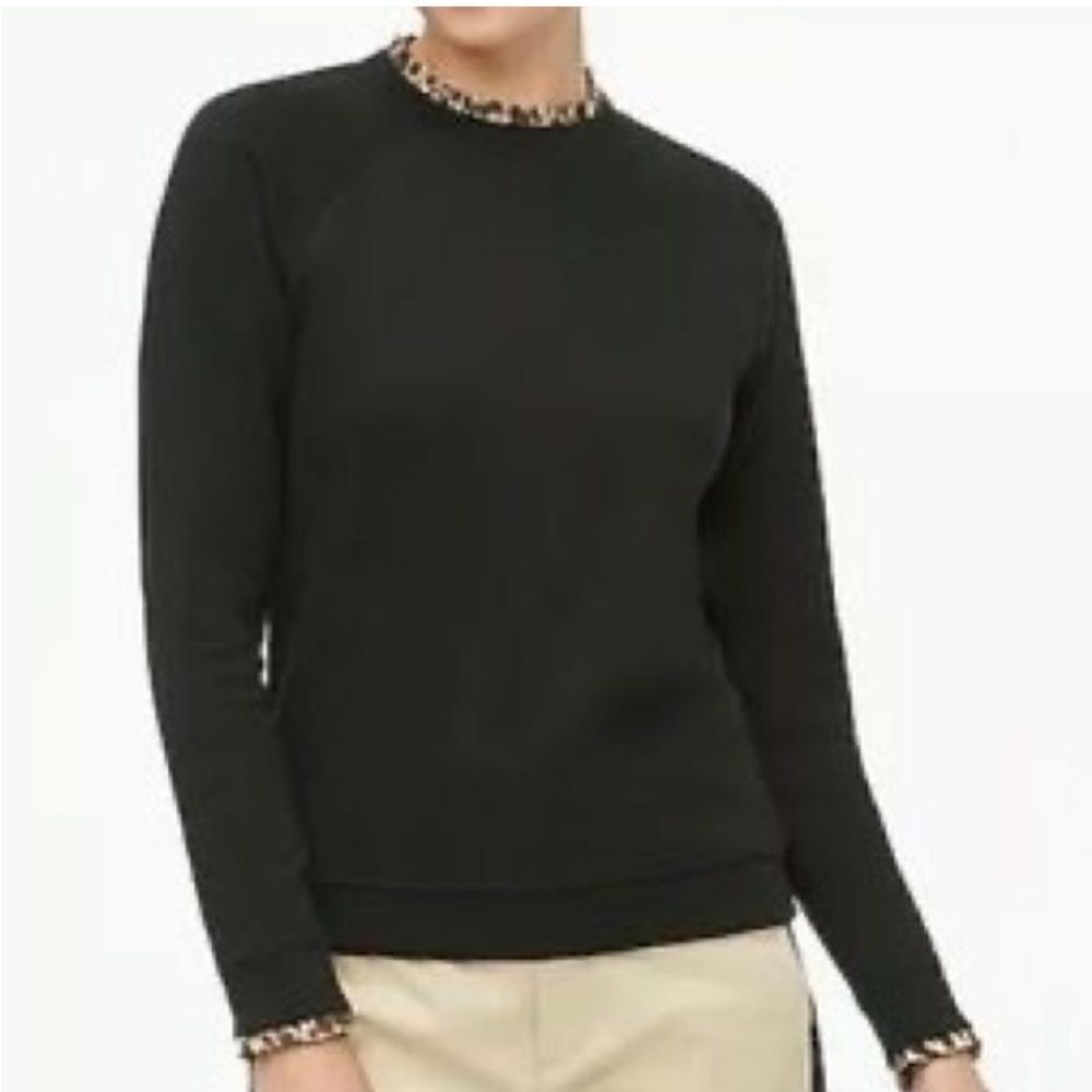 Women’s J CREW sweatshirt ruffle neck pullover size XS extra small animal print - Picture 9 of 10